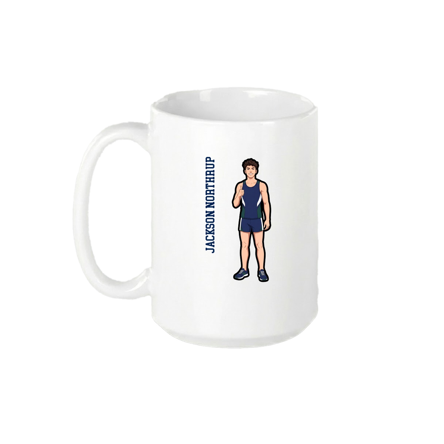 15oz Coffee Mug — Name Vertical in White