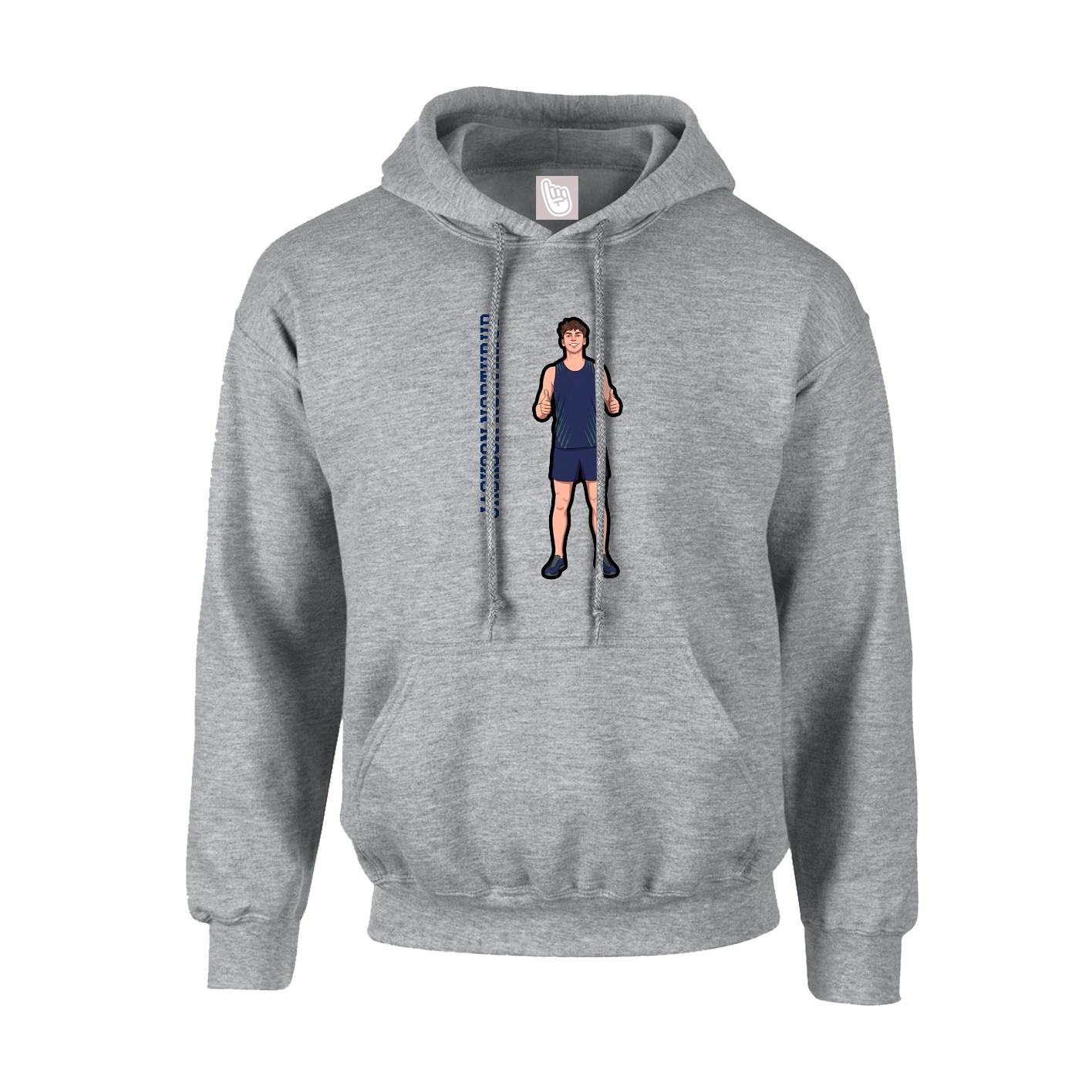 Hoodie — Name Vertical in Grey