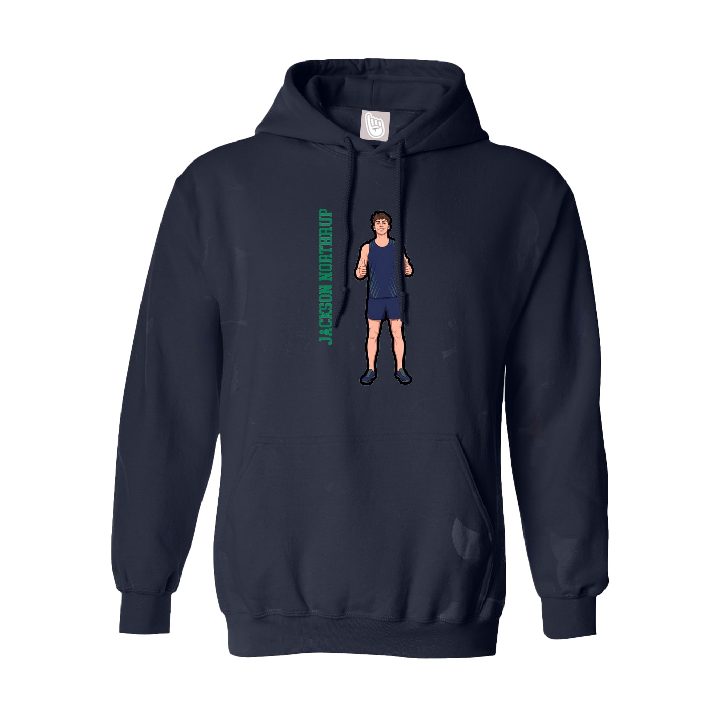 Youth Hoodie — Name Vertical in Navy