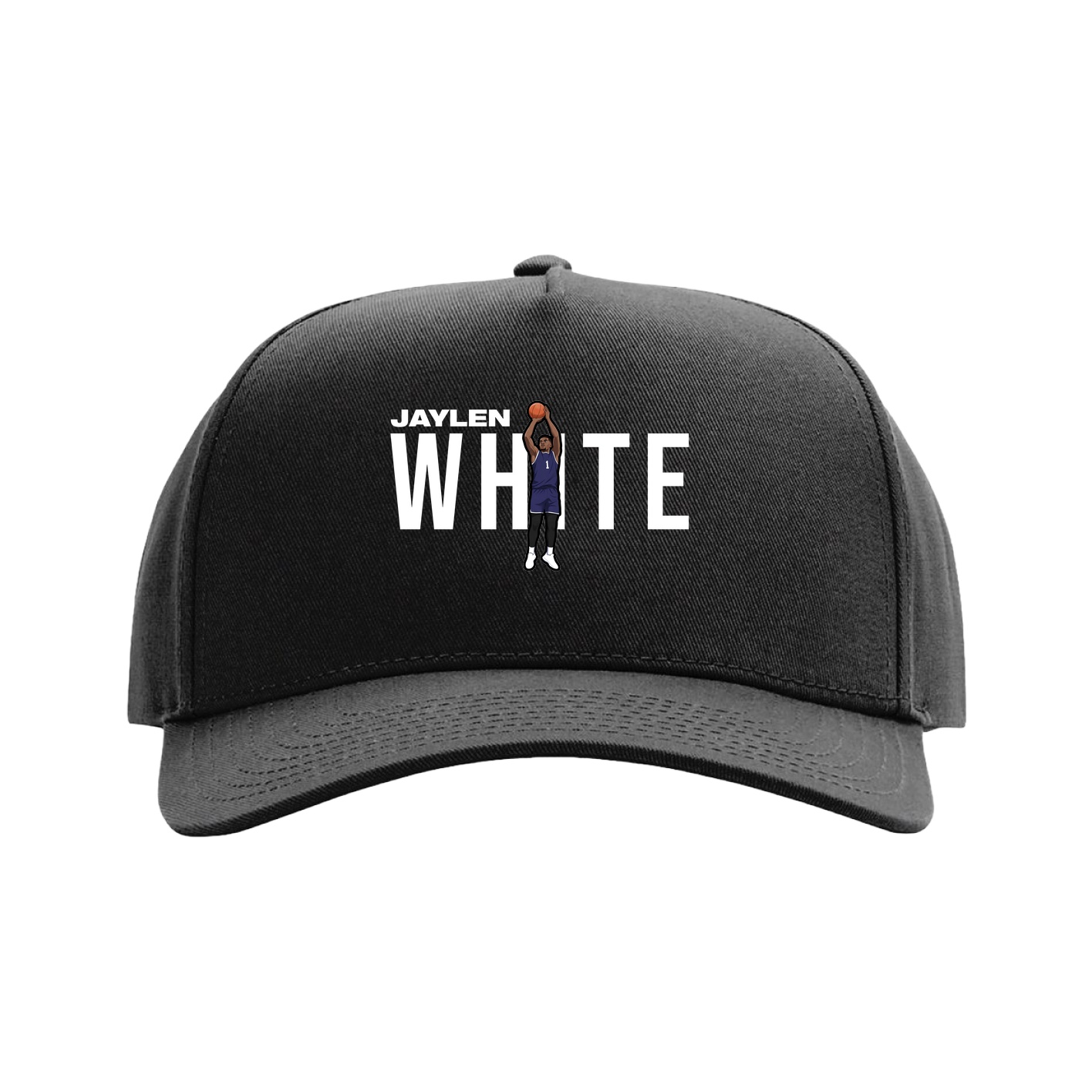 Full Fabric Five-Panel Champ Cap — Player Name in Black