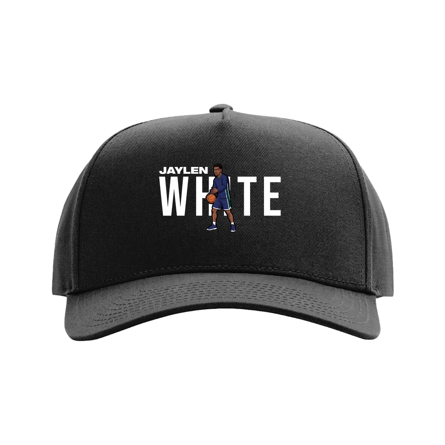 Full Fabric Five-Panel Champ Cap — Player Name in Black