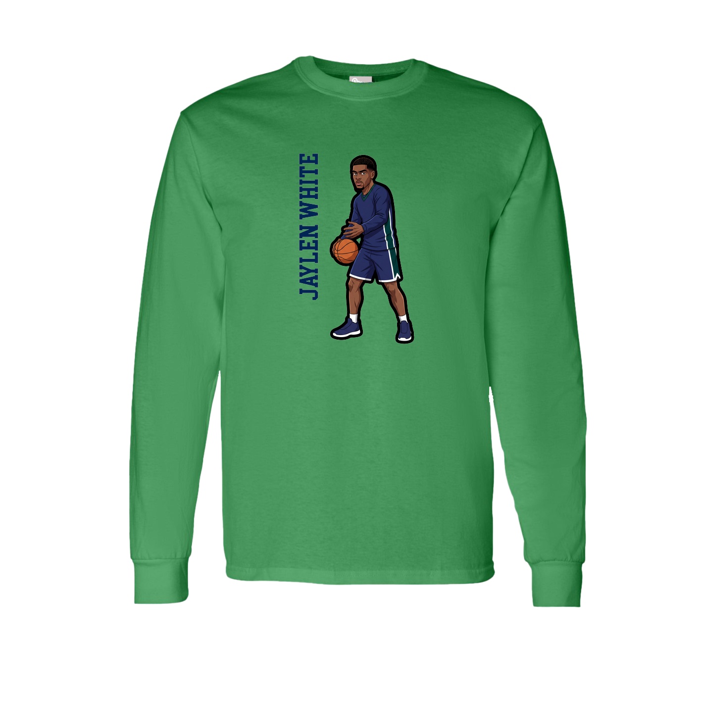 Long Sleeve Tee — Name Vertical in Green