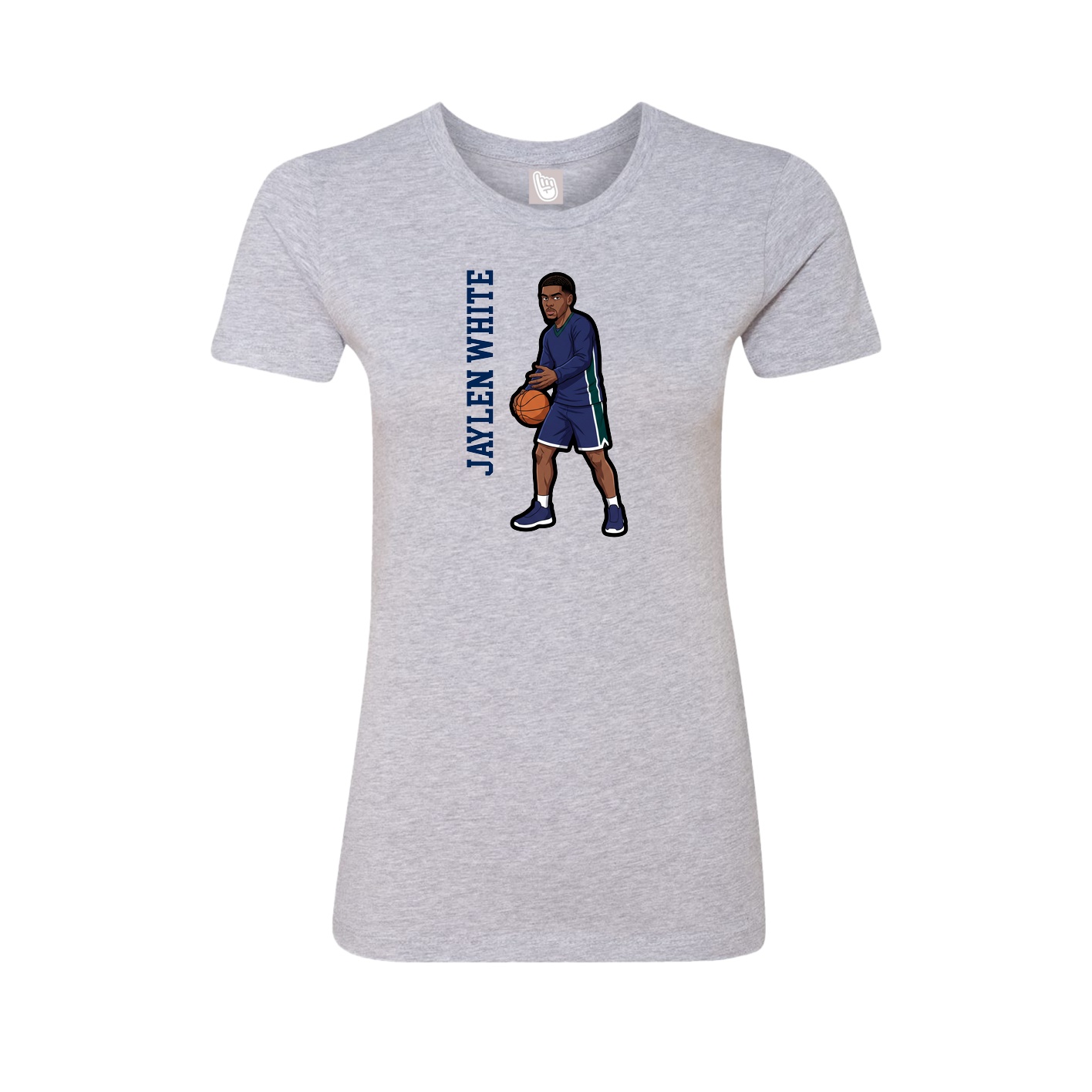 Fitted Women's Tee — Name Vertical in Grey