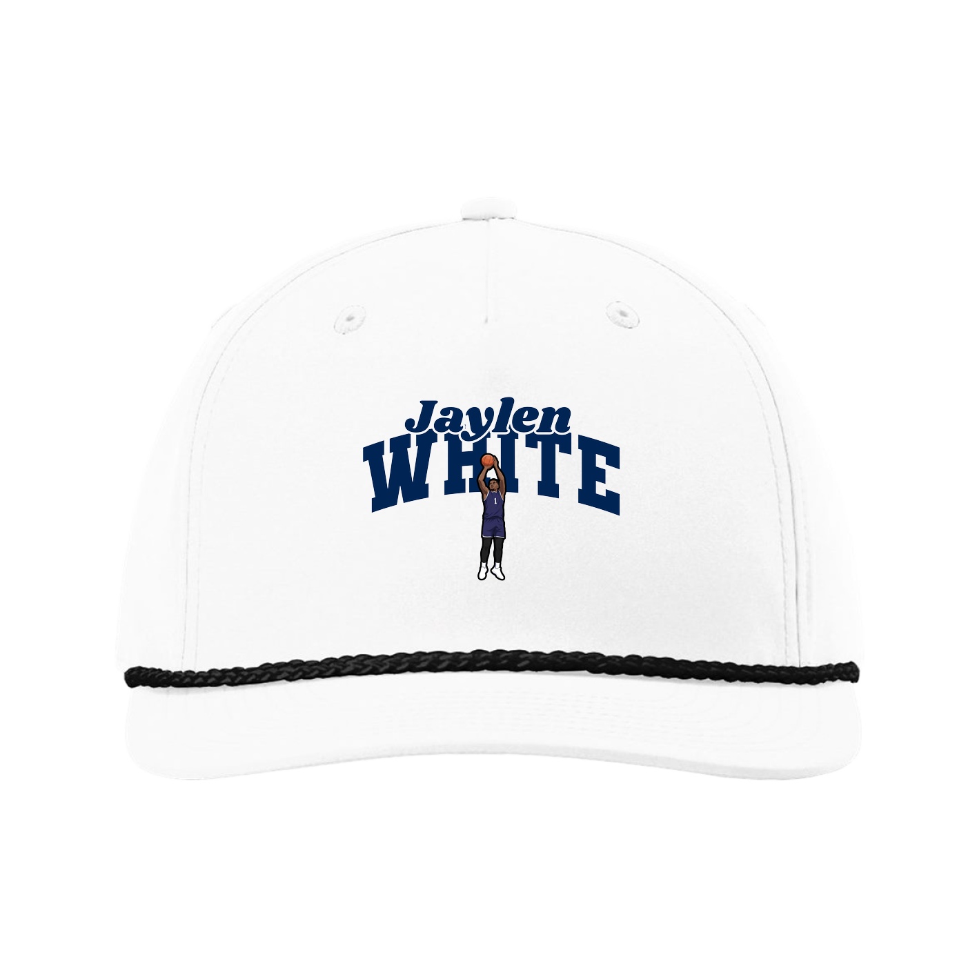 Five-Panel Classic Rope Cap — Signature Arch in White
