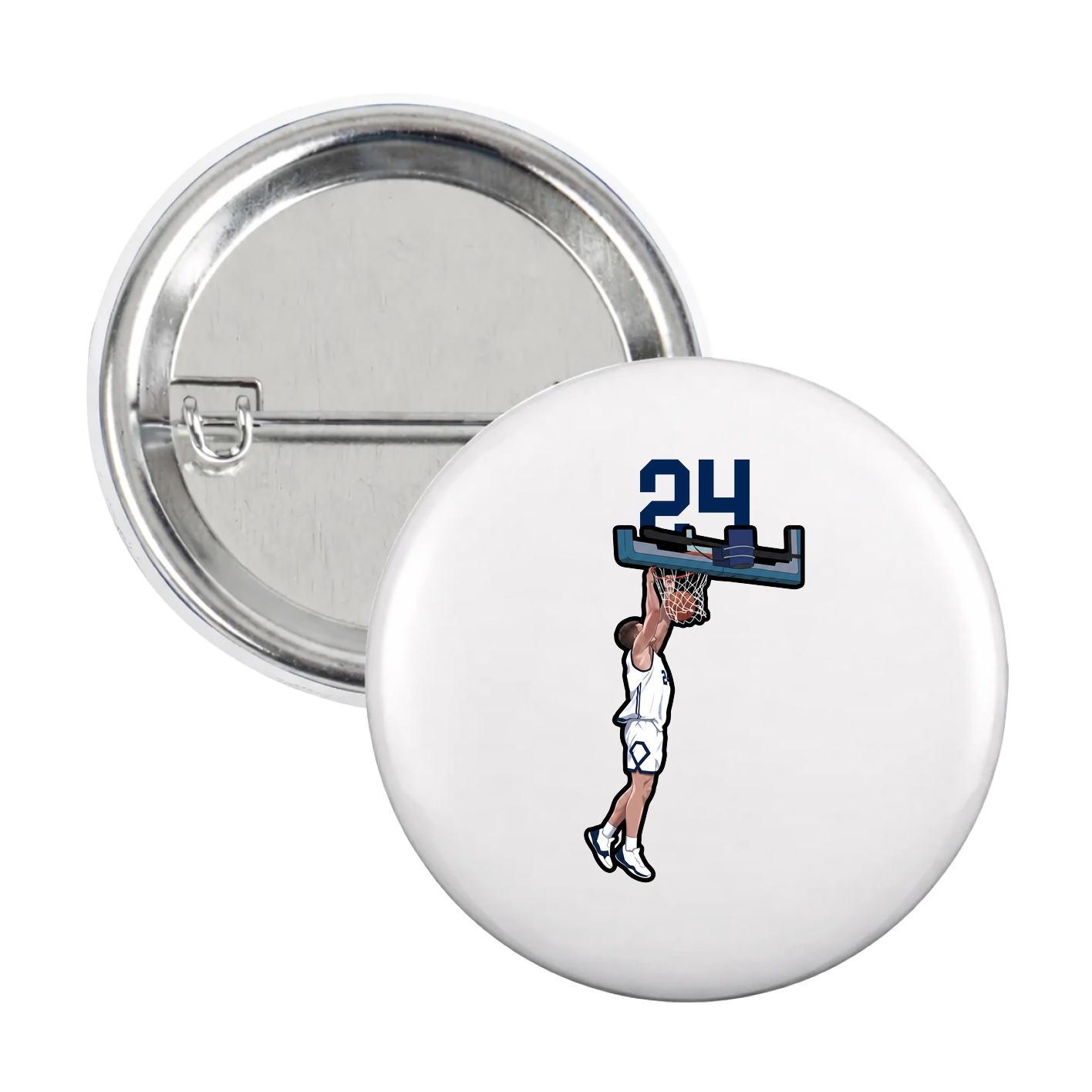 Game Day Button — Number Top in White