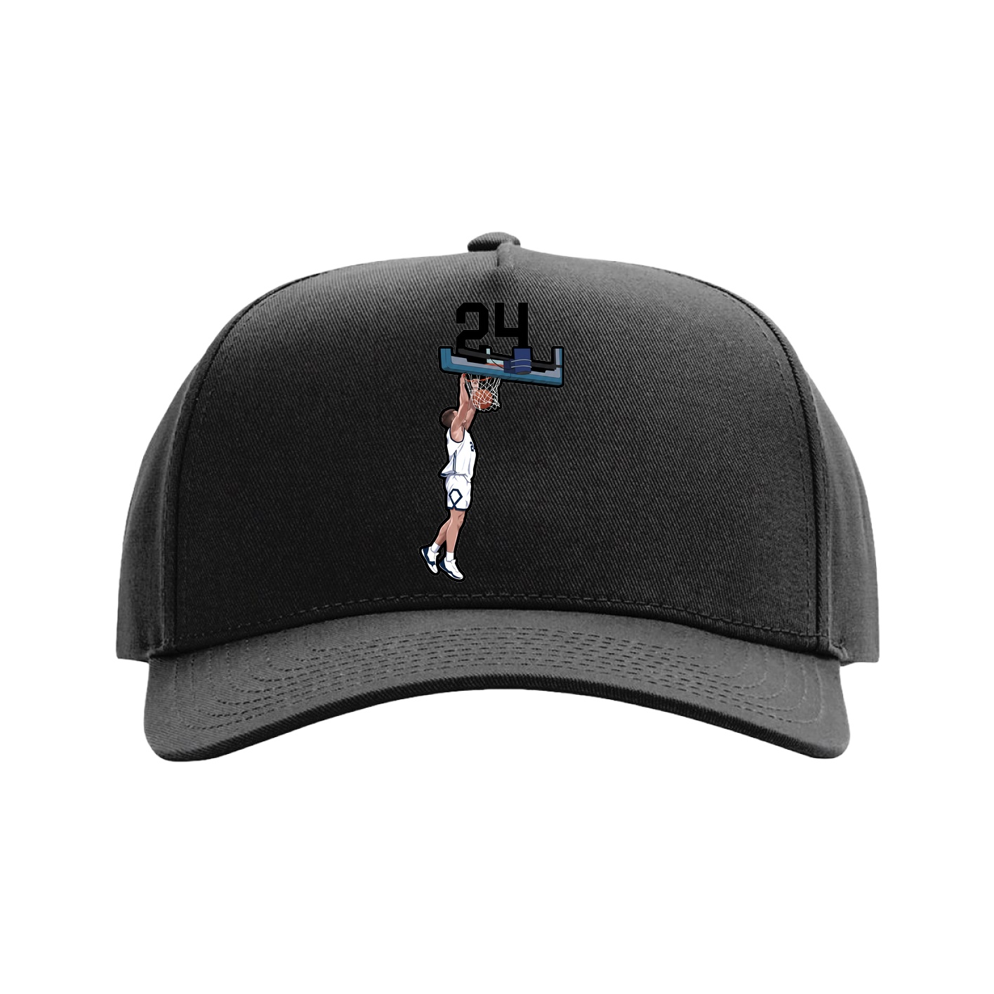 Full Fabric Five-Panel Champ Cap — Number Top in Black