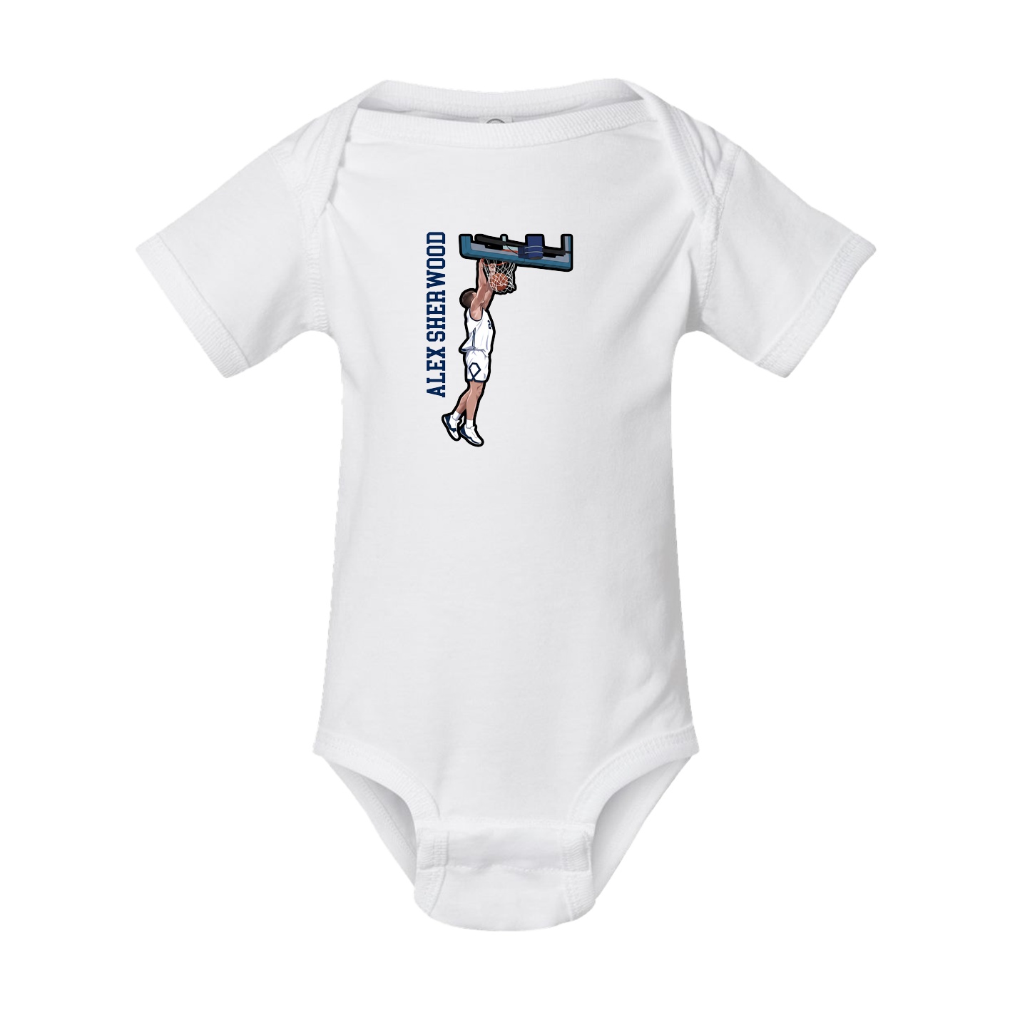 Baby Onesie — Name Vertical in White