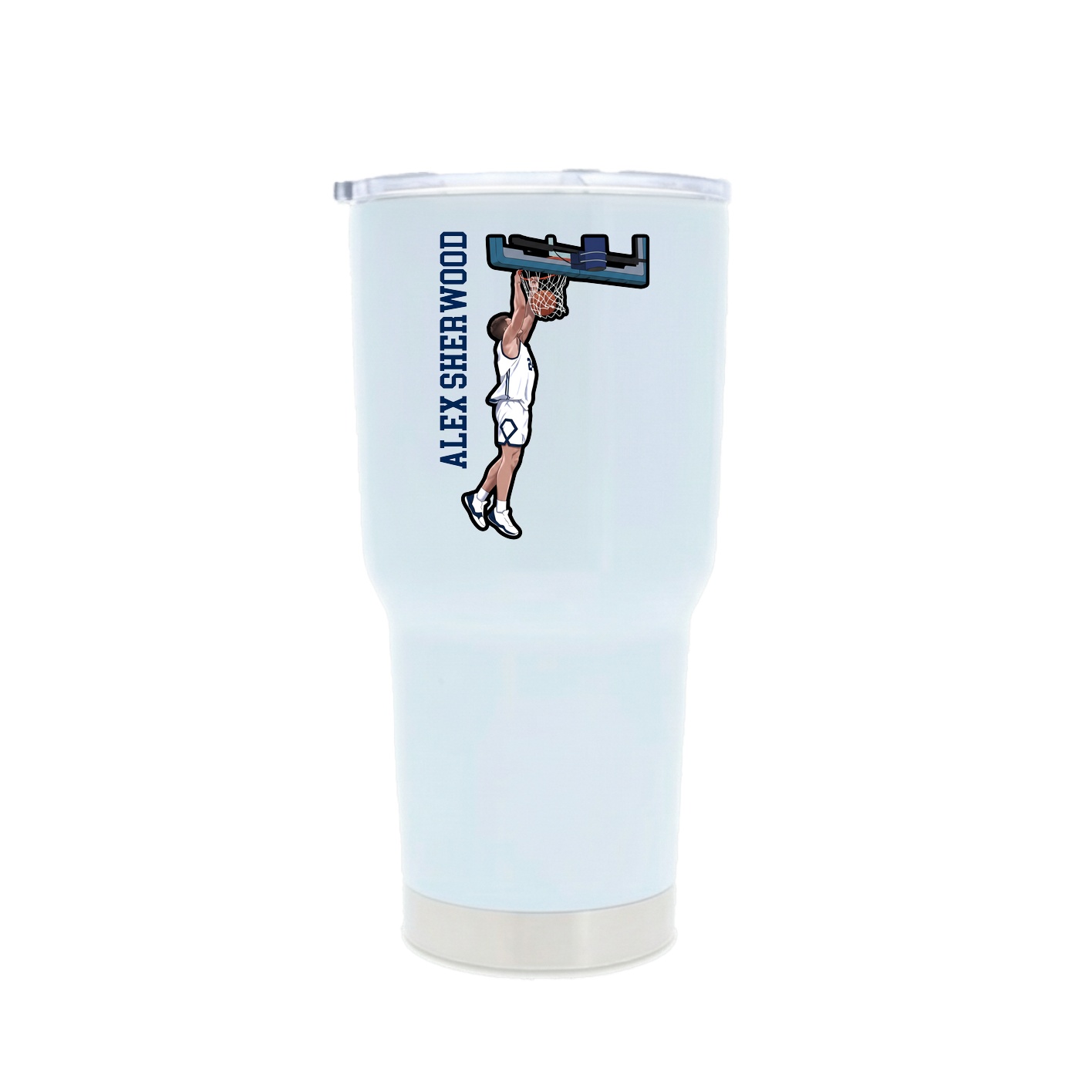 30oz Stainless Steel Tumbler — Name Vertical in White