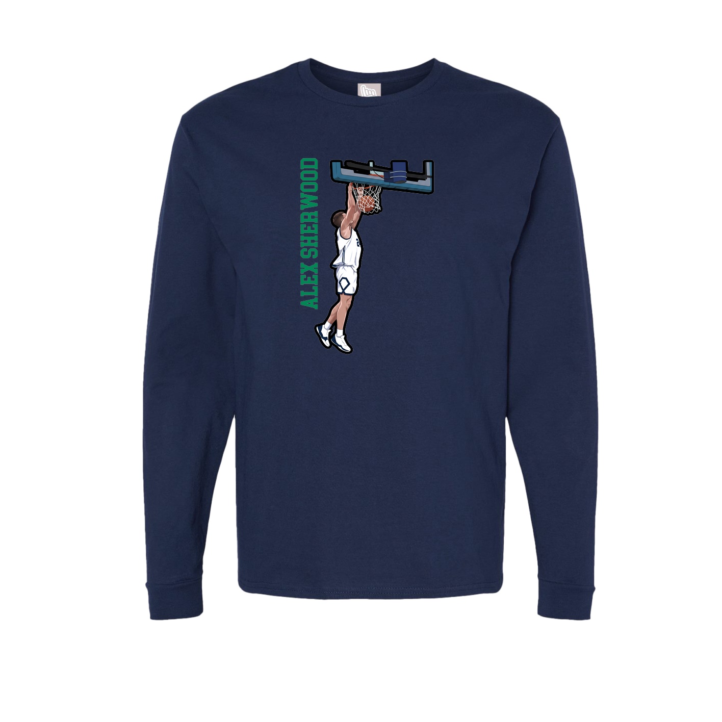 Long Sleeve Tee — Name Vertical in Navy