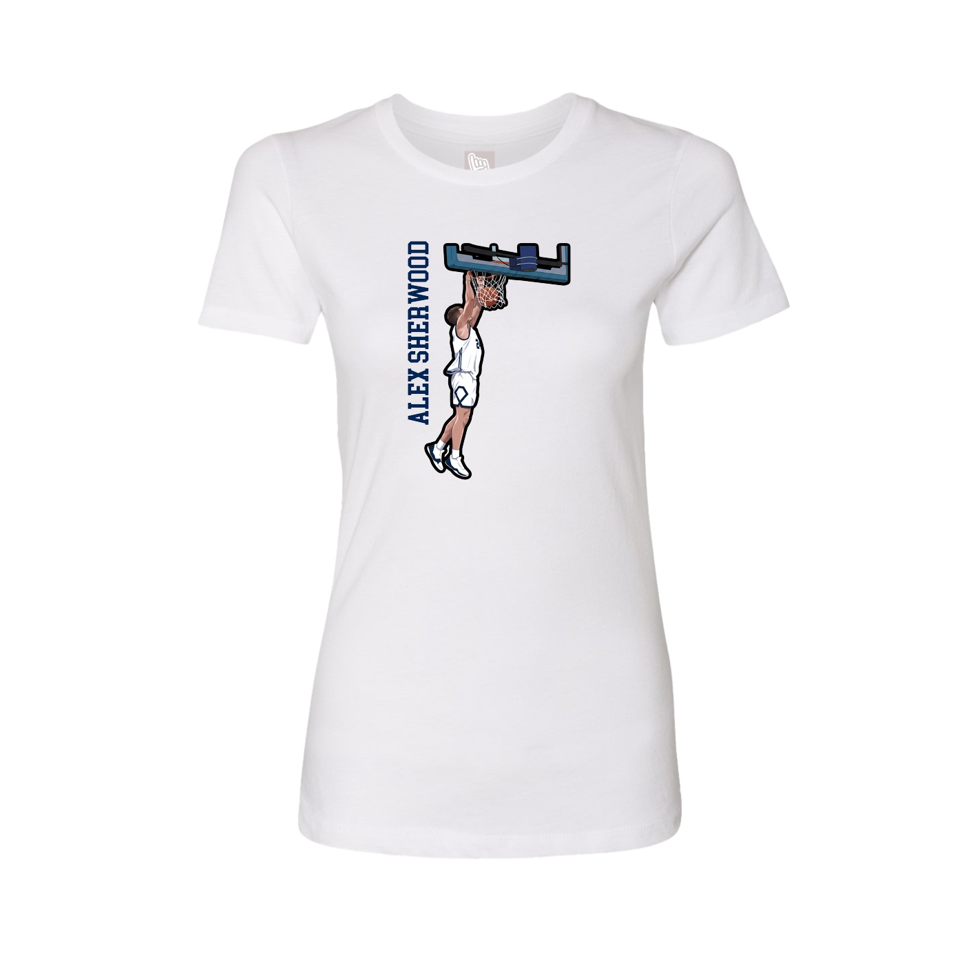 Fitted Women's Tee — Name Vertical in White