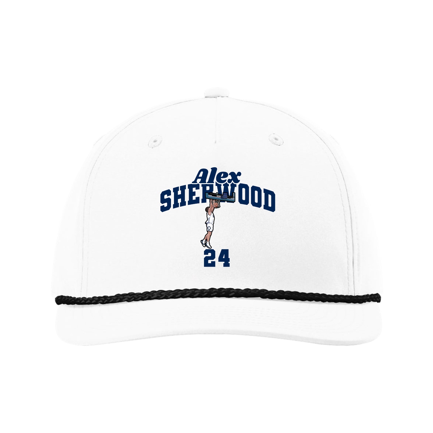 Five-Panel Classic Rope Cap — Signature Arch in White