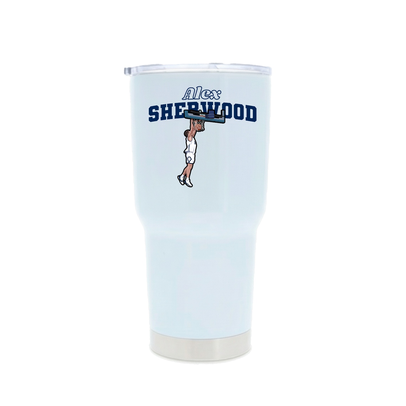 30oz Stainless Steel Tumbler — Name Arch in White