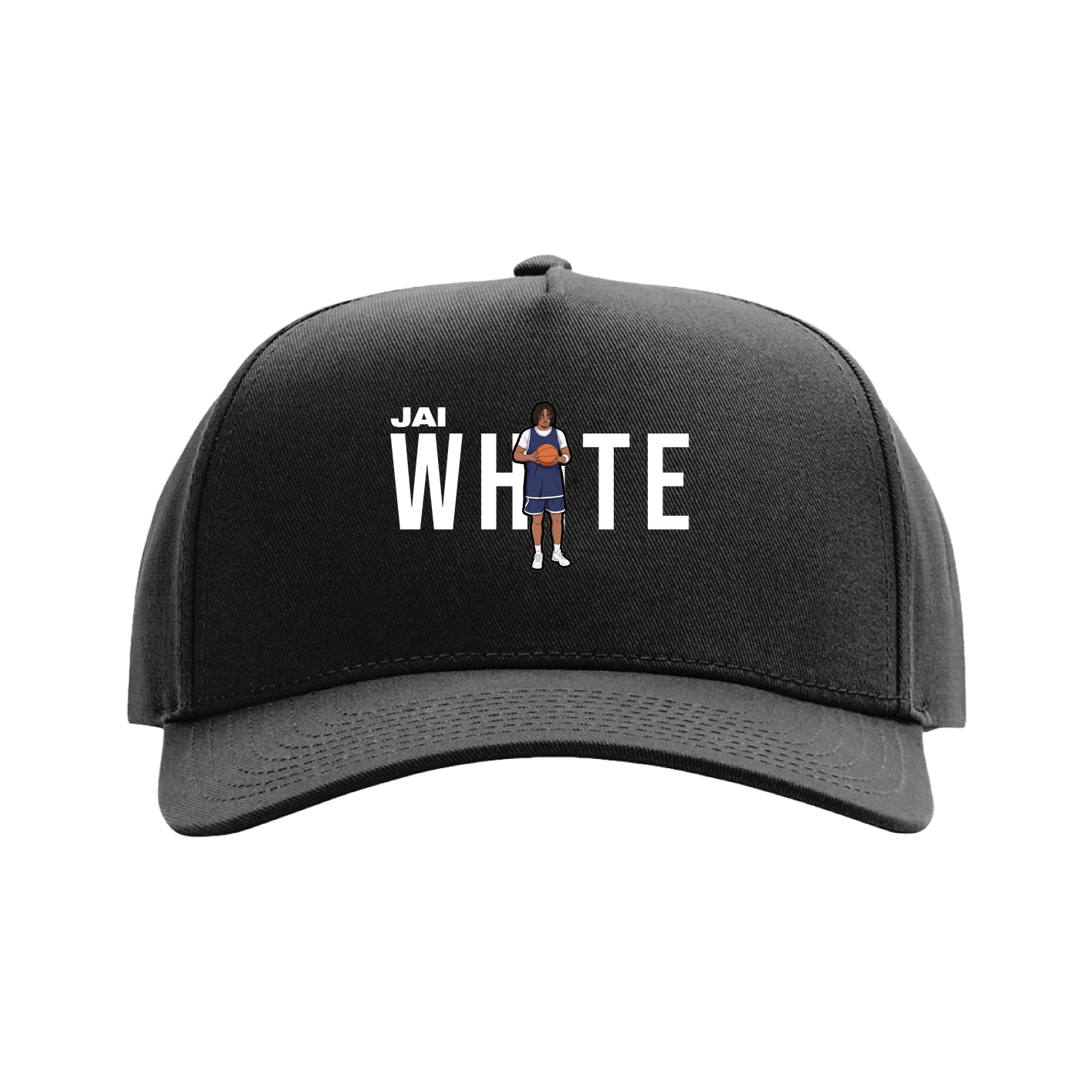 Full Fabric Five-Panel Champ Cap — Player Name in Black