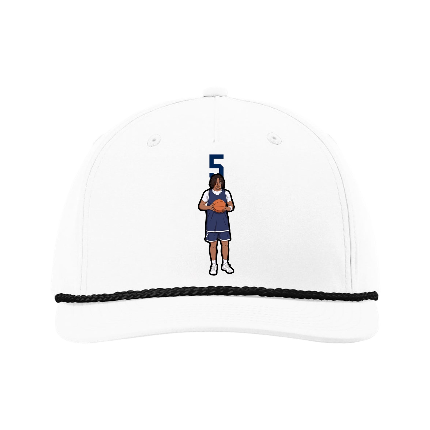 Five-Panel Classic Rope Cap — Number Top in White