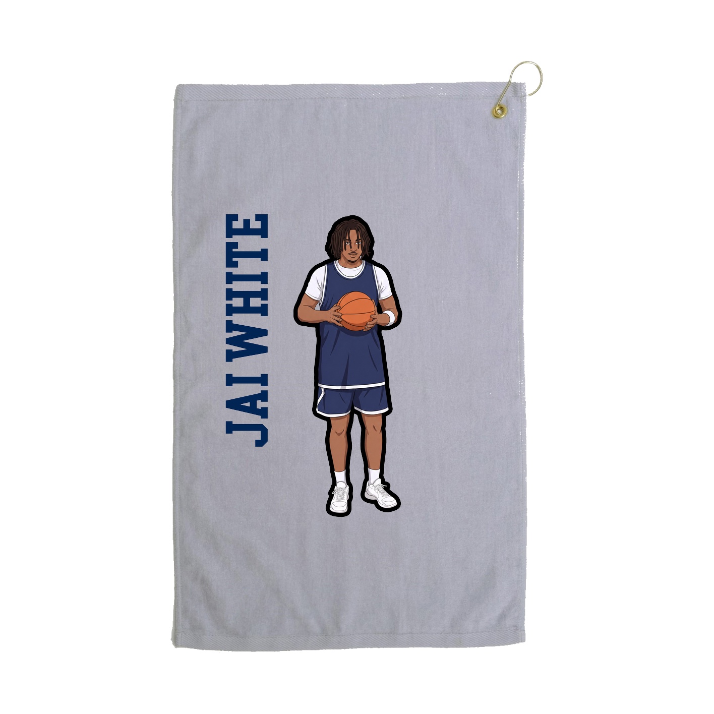 Golf Towel — Name Vertical in Grey