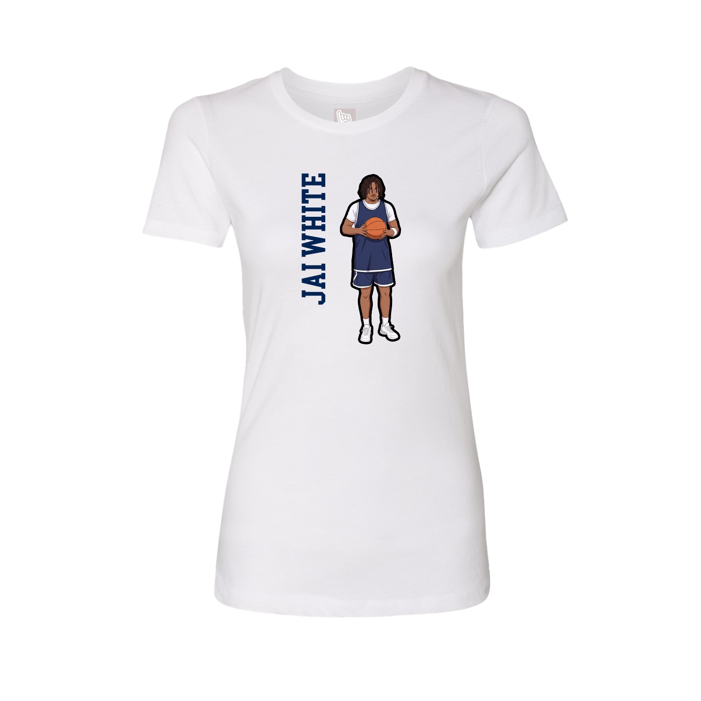 Fitted Women's Tee — Name Vertical in White