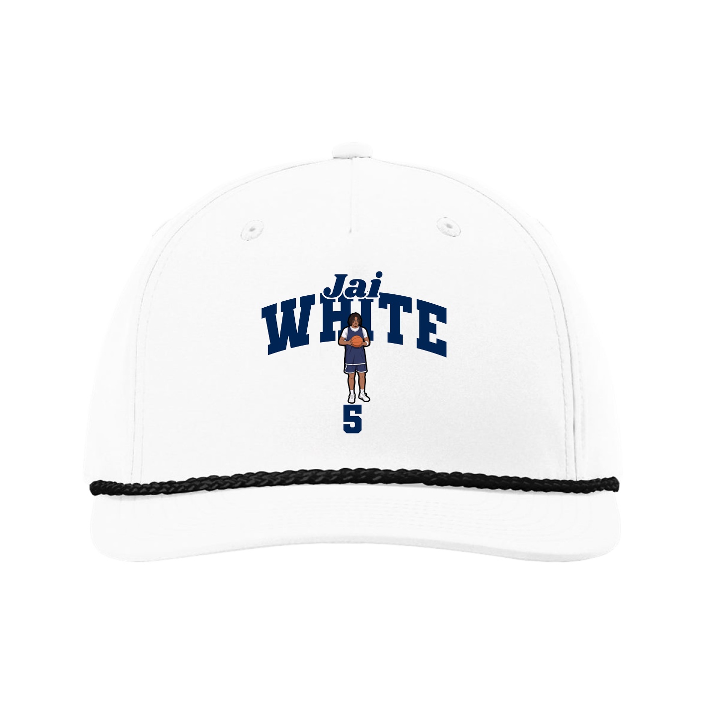 Five-Panel Classic Rope Cap — Signature Arch in White