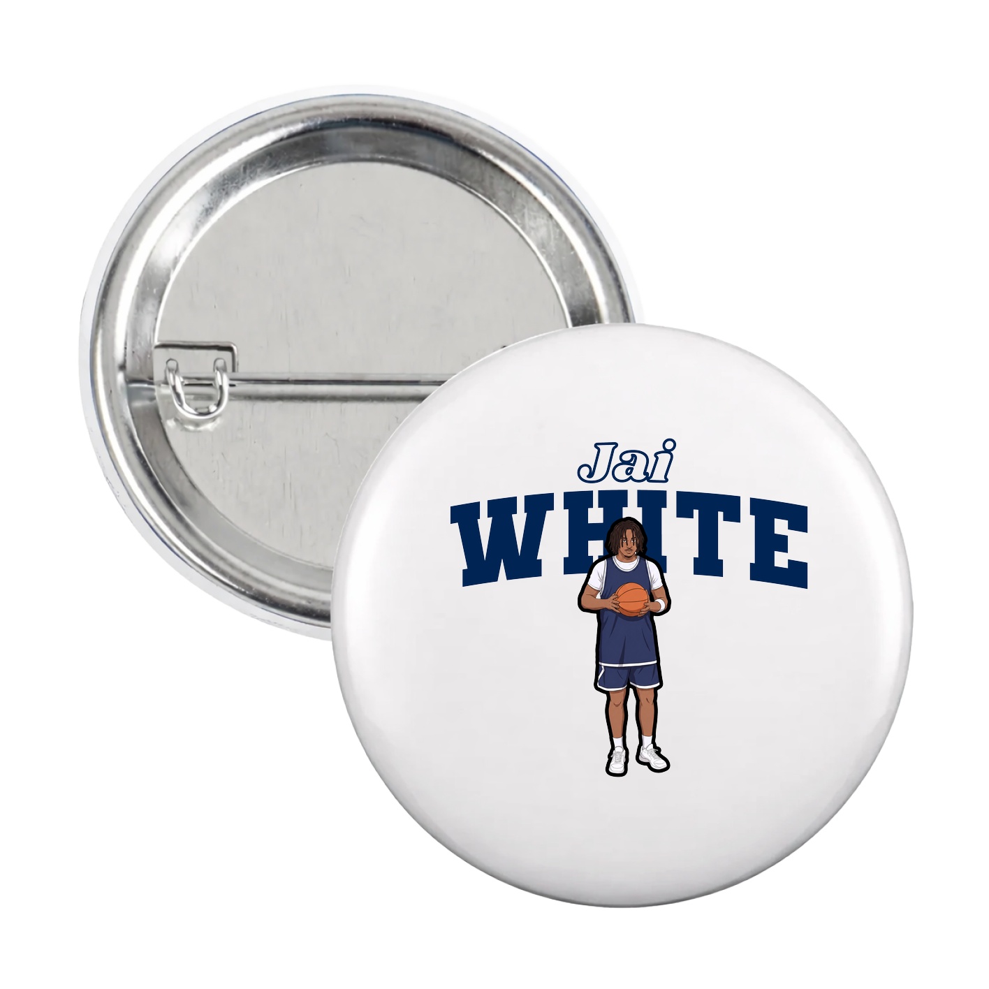 Game Day Button — Name Arch in White