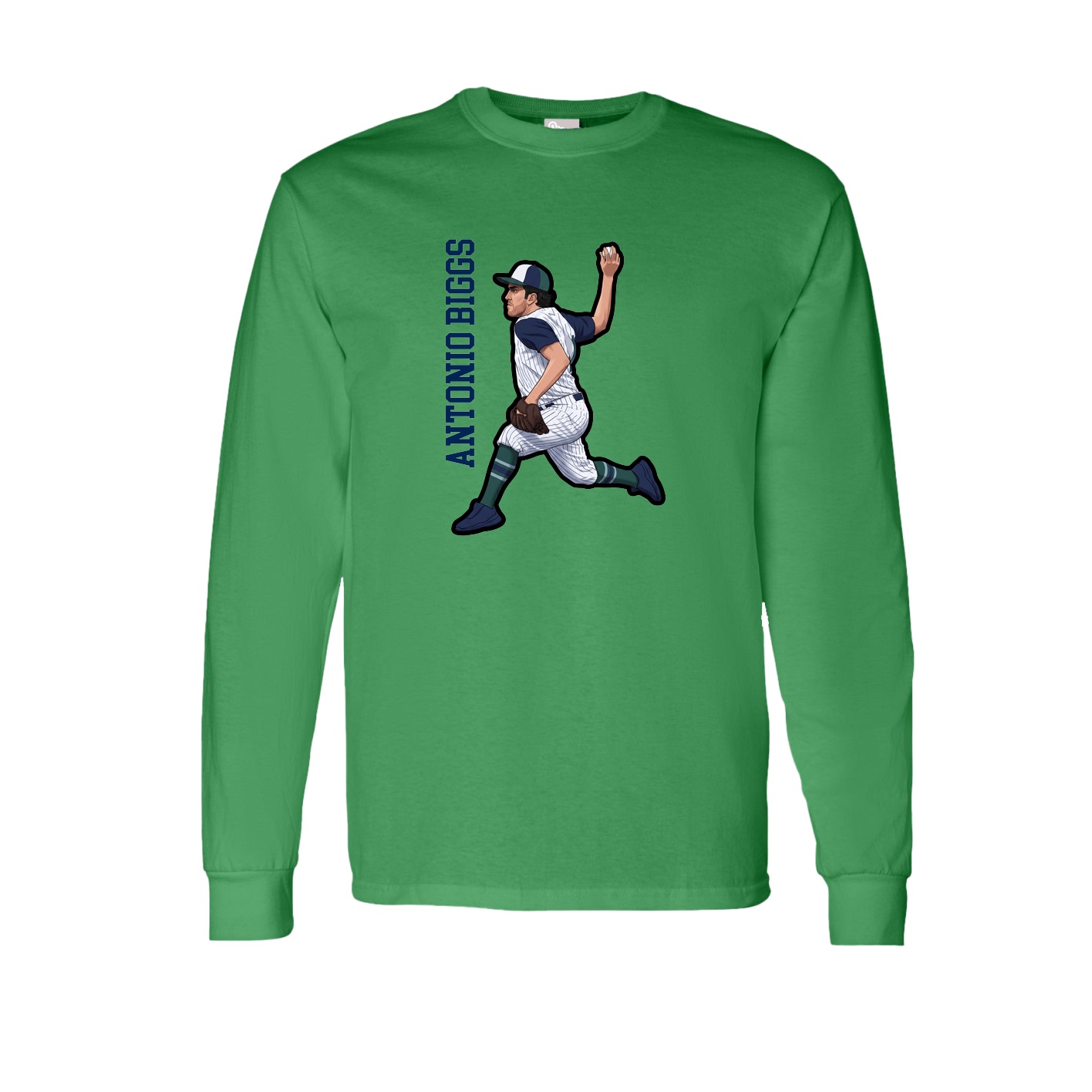 Long Sleeve Tee — Name Vertical in Green