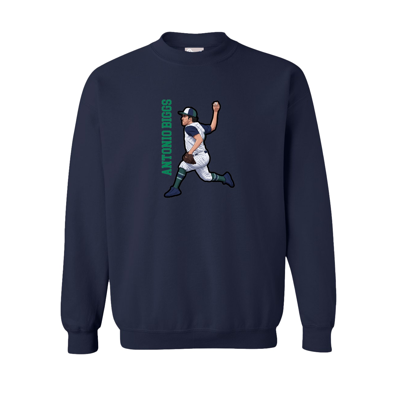 Fleece Crew — Name Vertical in Navy