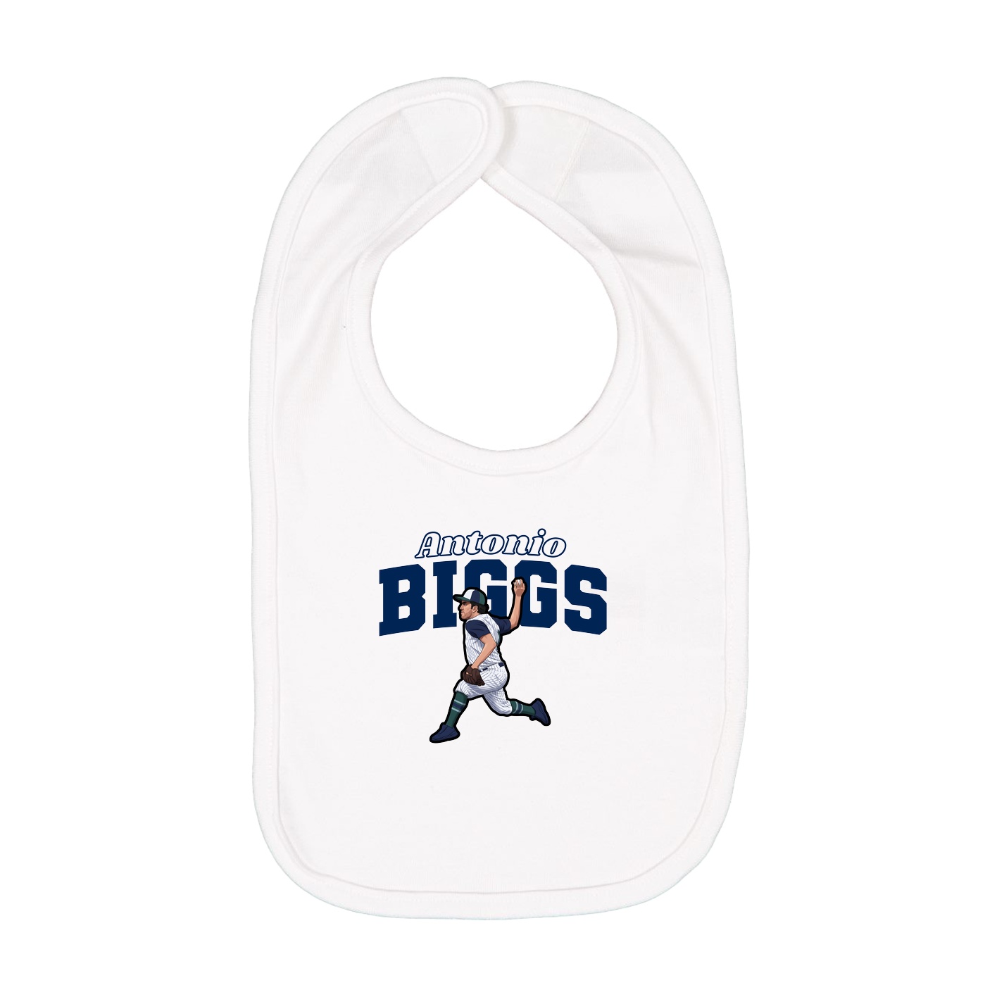 Infant Bib — Name Arch in White