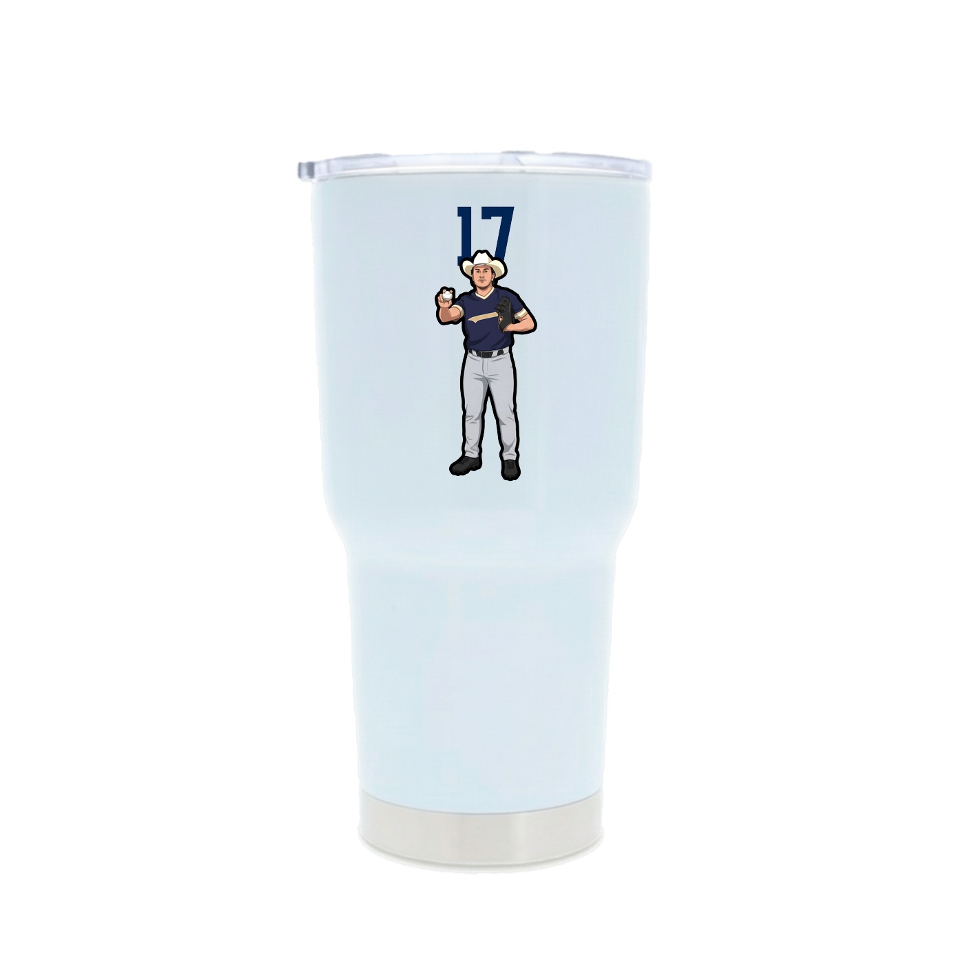 30oz Stainless Steel Tumbler — Number Top in White