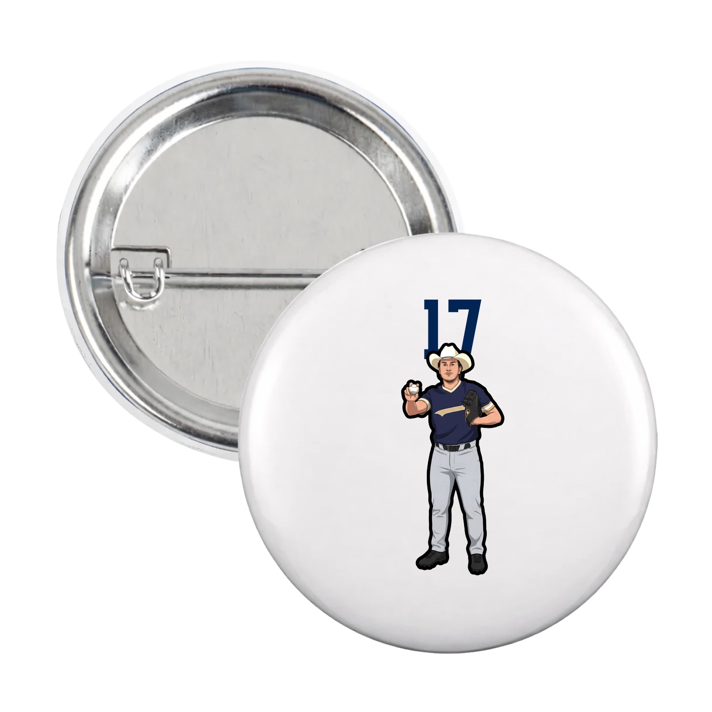Game Day Button — Number Top in White