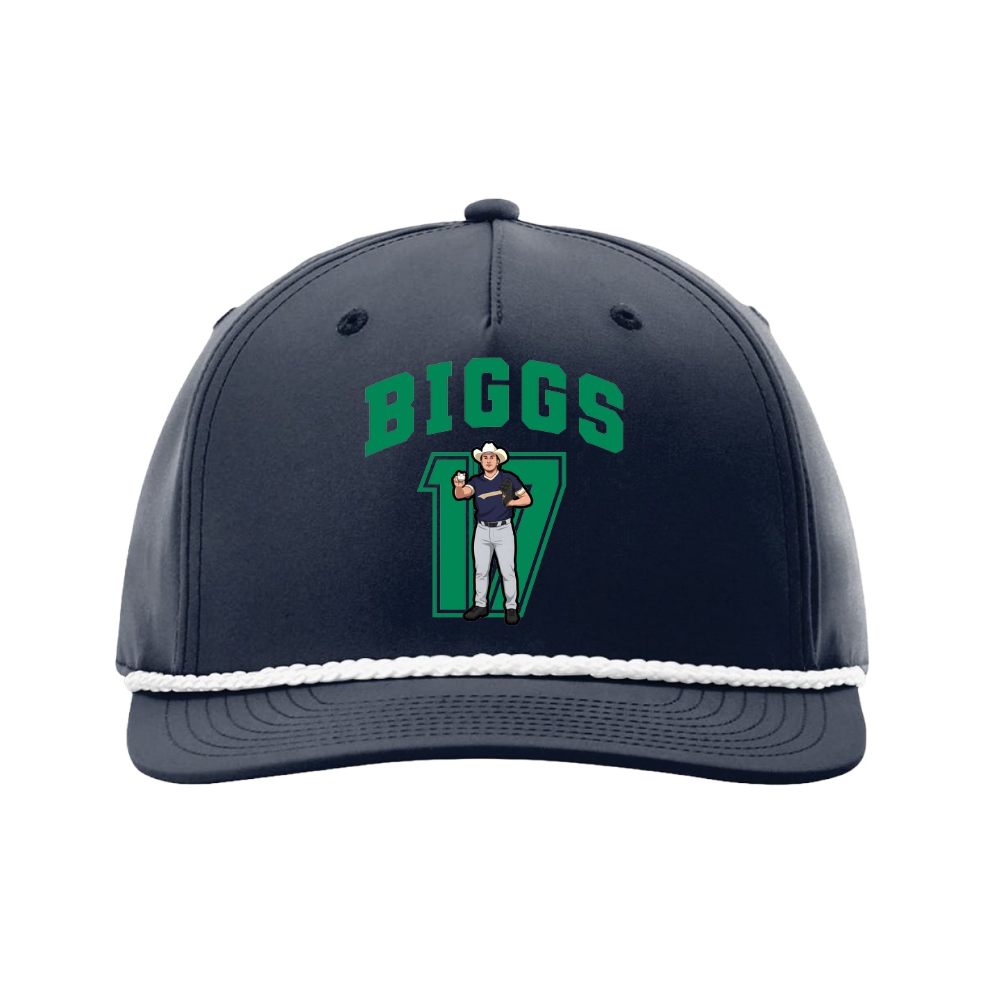 Five-Panel Classic Rope Cap — Number in Navy