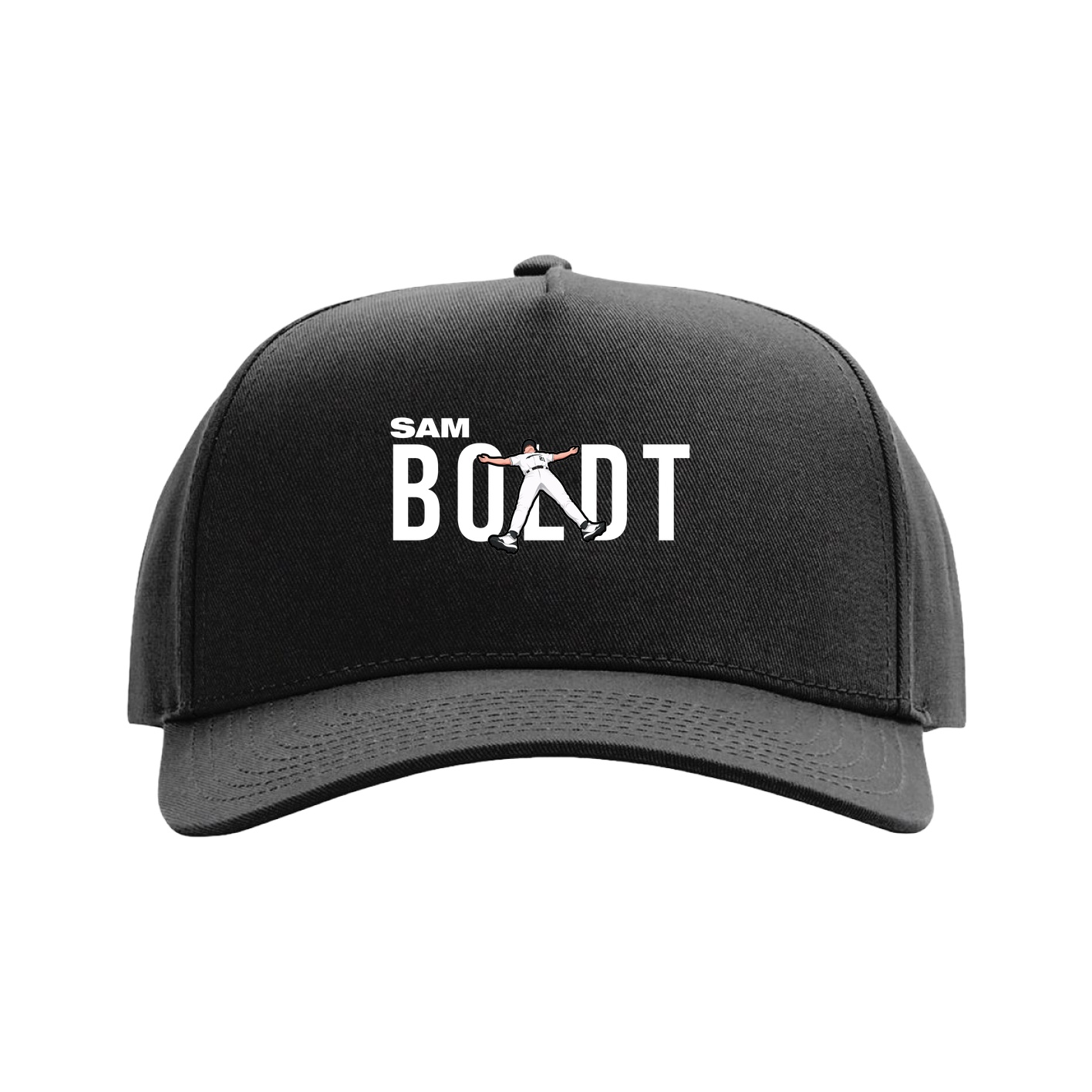 Full Fabric Five-Panel Champ Cap — Player Name in Black
