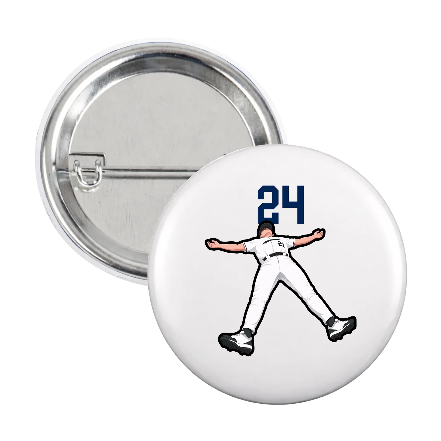 Game Day Button — Number Top in White