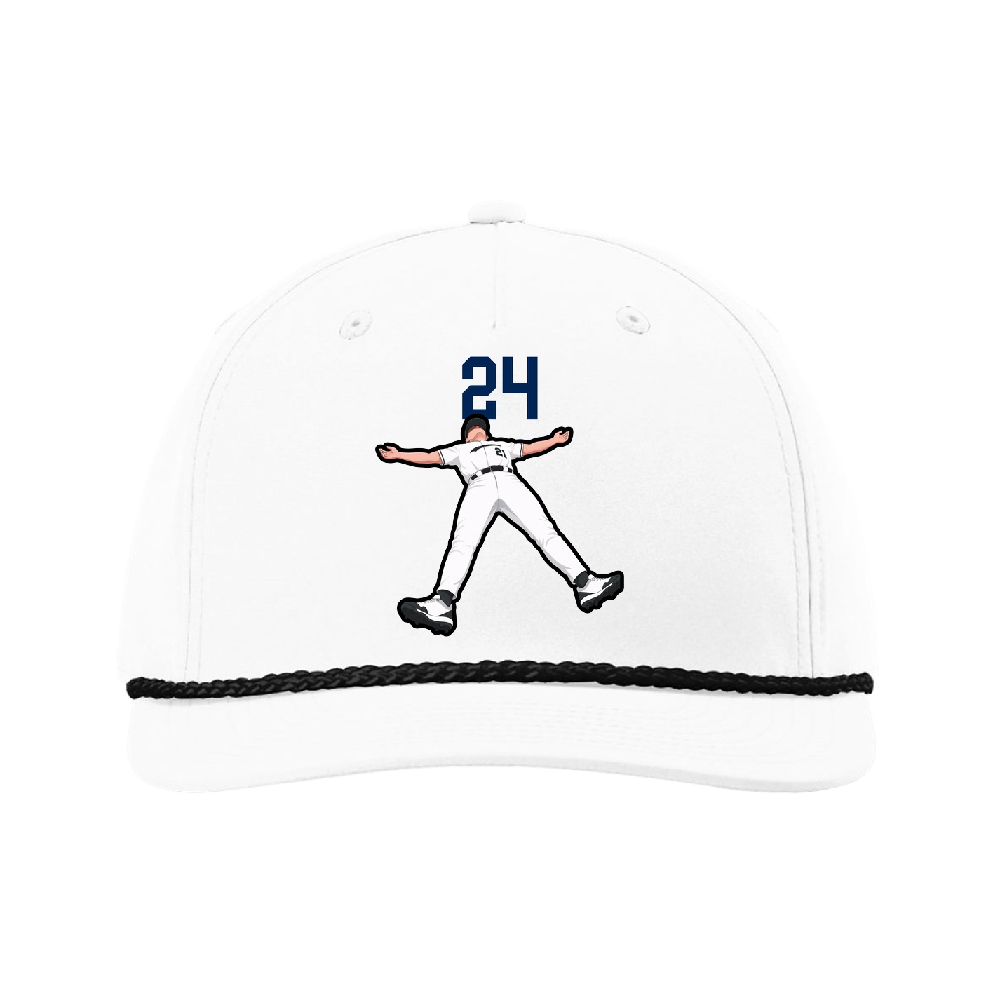 Five-Panel Classic Rope Cap — Number Top in White