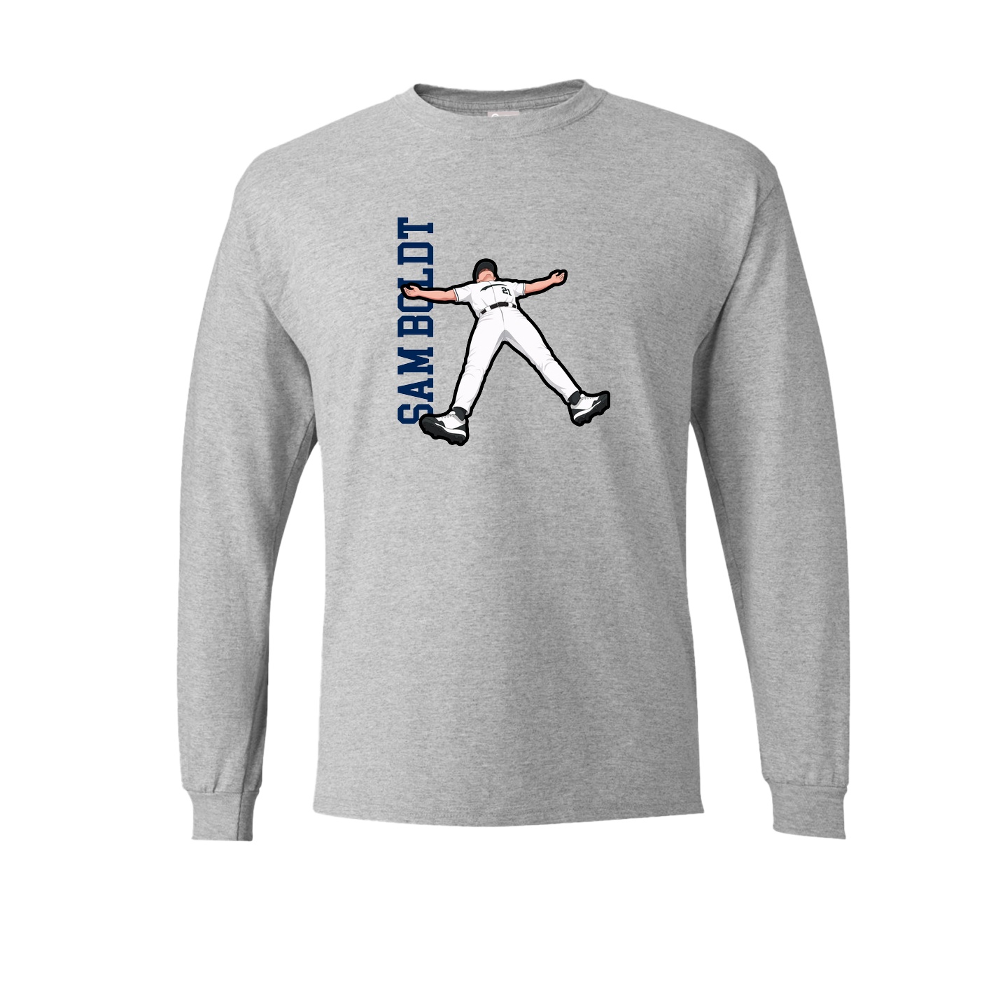 Long Sleeve Tee — Name Vertical in Grey