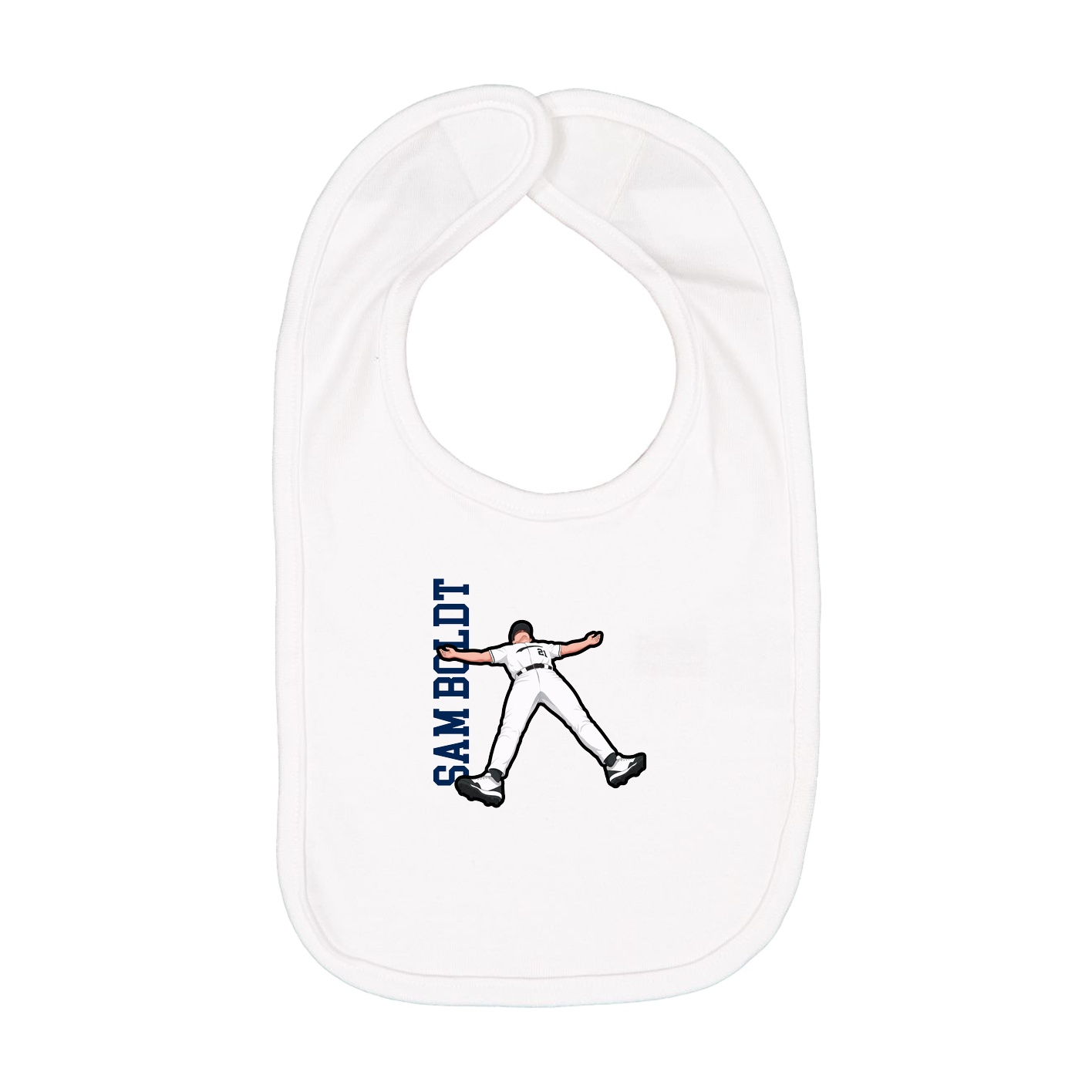 Infant Bib — Name Vertical in White