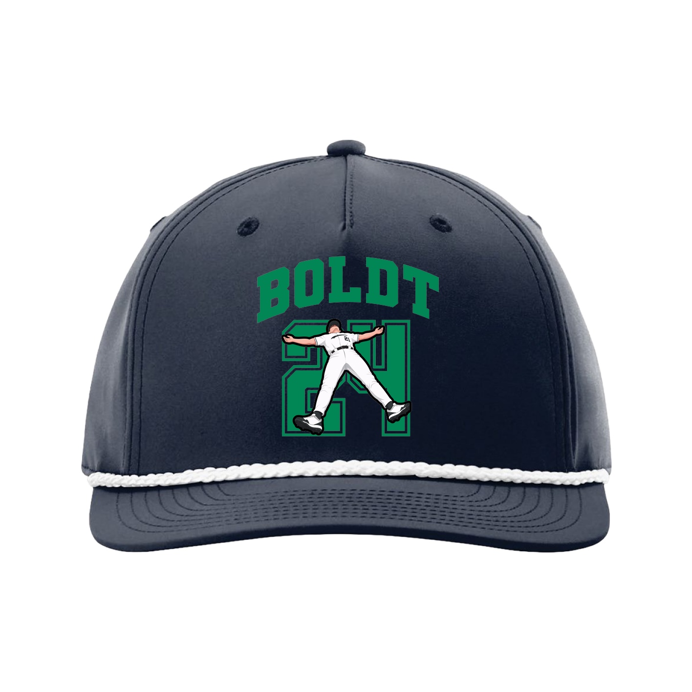 Five-Panel Classic Rope Cap — Number in Navy