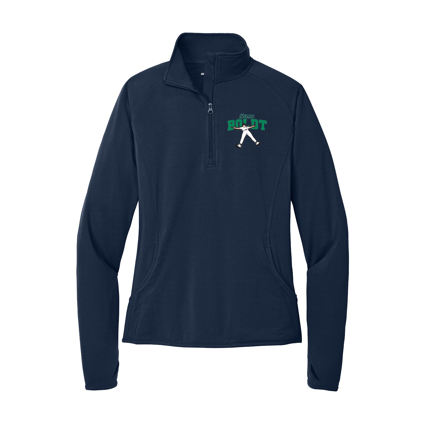 Women's Q-Zip Pullover — Name Arch in Navy