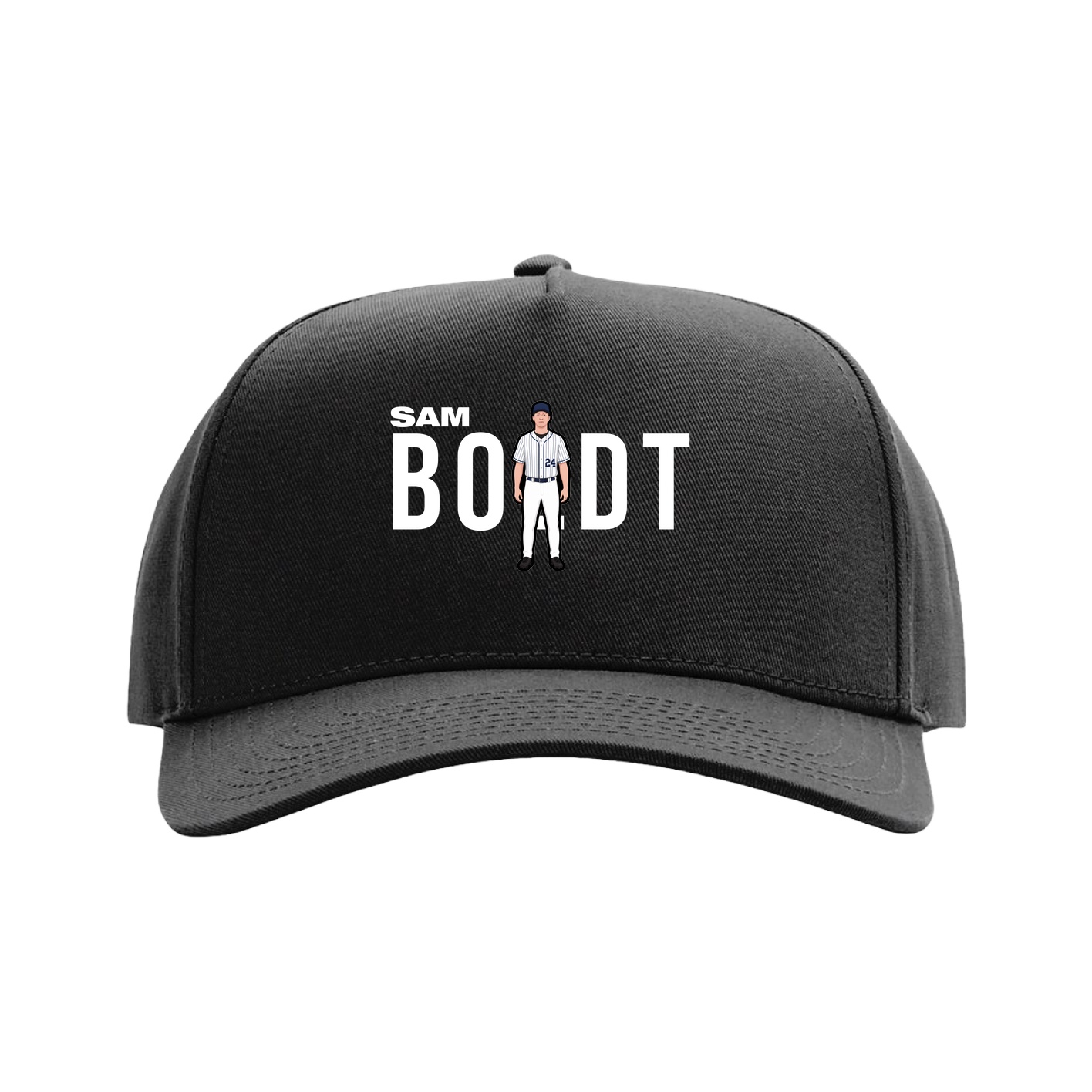 Full Fabric Five-Panel Champ Cap — Player Name in Black