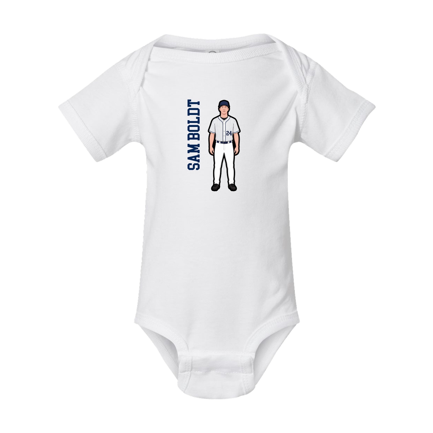 Baby Onesie — Name Vertical in White
