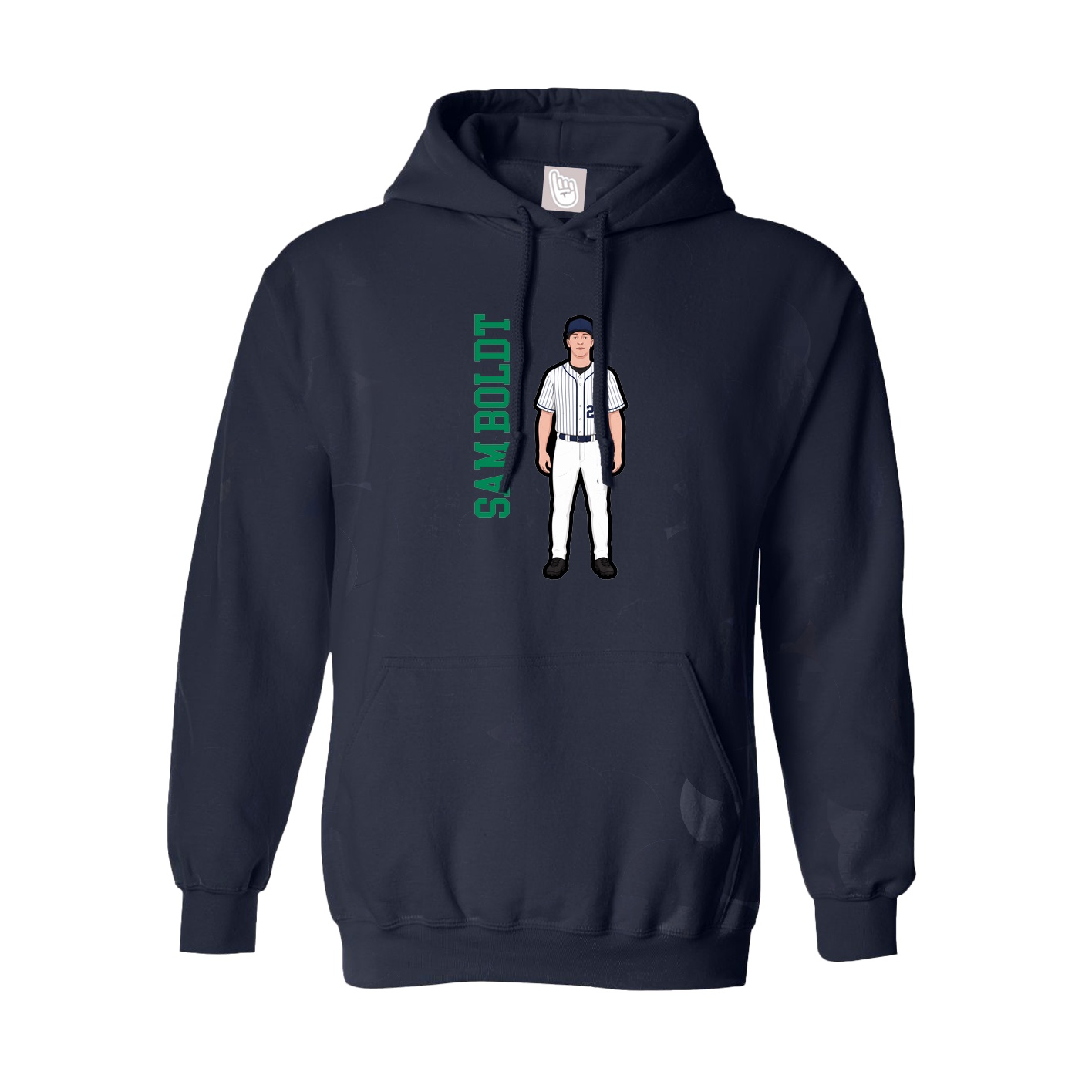 Hoodie — Name Vertical in Navy