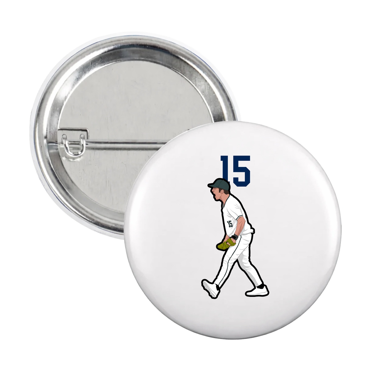 Game Day Button — Number Top in White