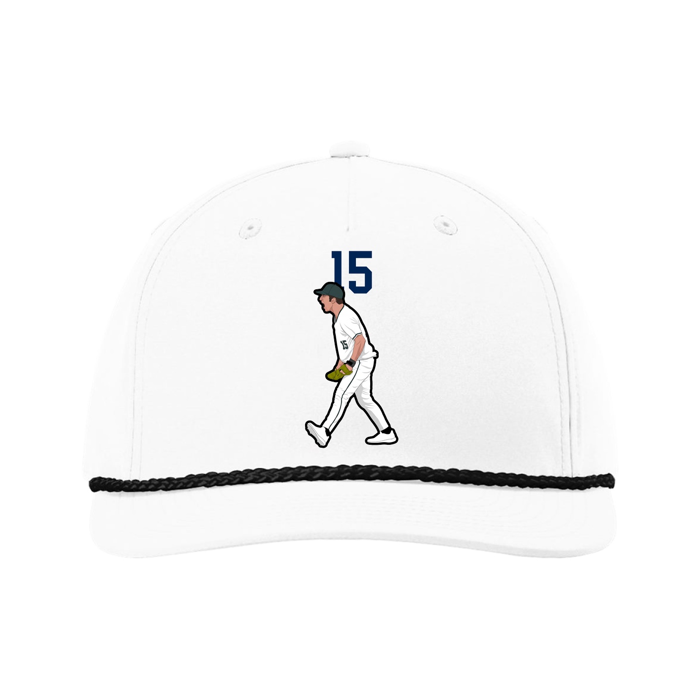 Five-Panel Classic Rope Cap — Number Top in White