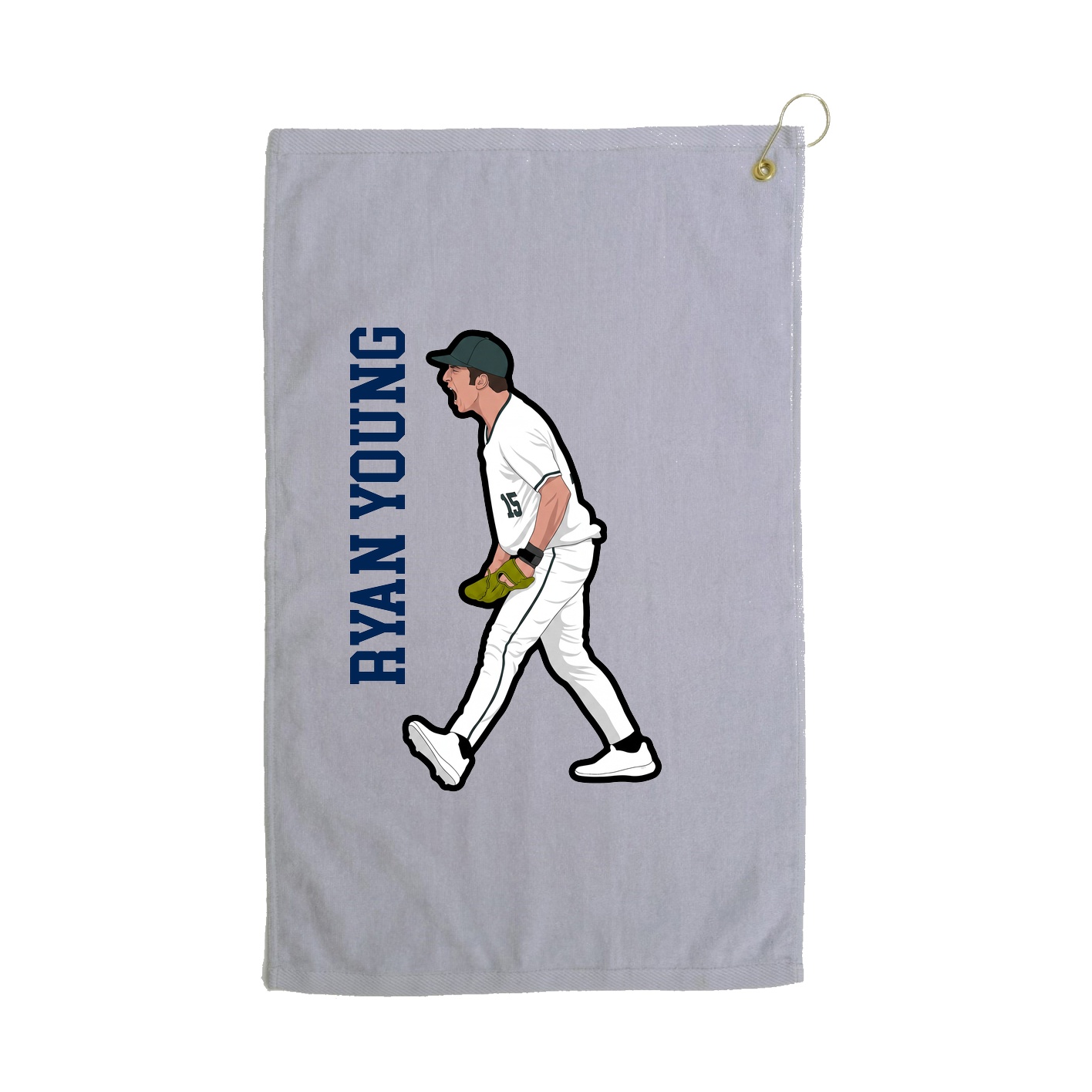 Golf Towel — Name Vertical in Grey