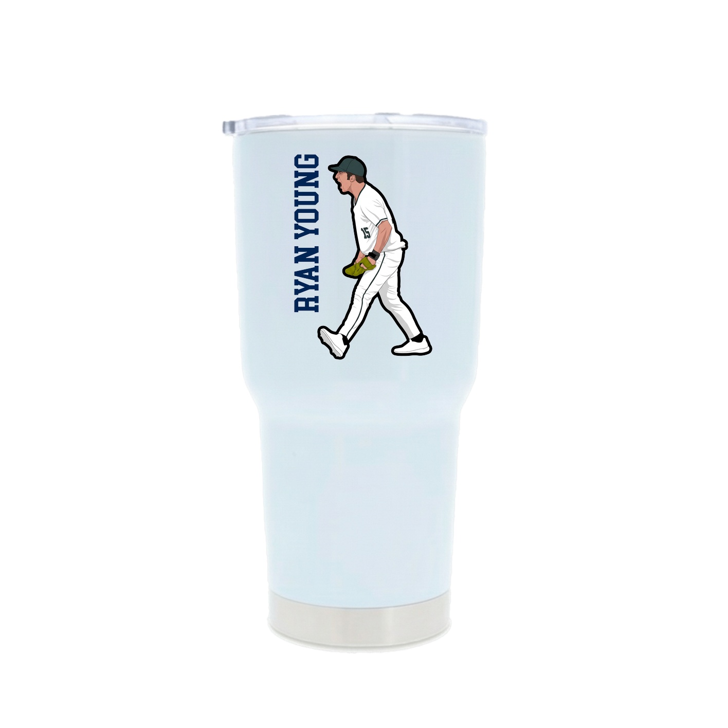 30oz Stainless Steel Tumbler — Name Vertical in White