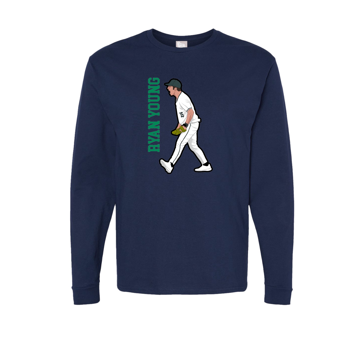 Long Sleeve Tee — Name Vertical in Navy
