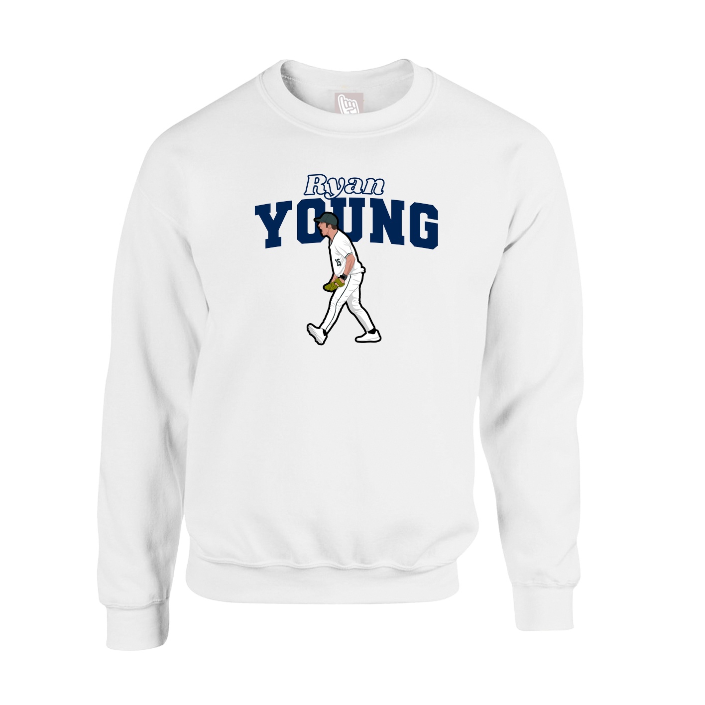 Fleece Crew — Name Arch in White