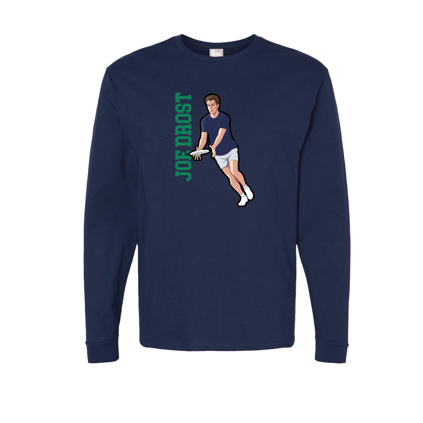 Long Sleeve Tee — Name Vertical in Navy