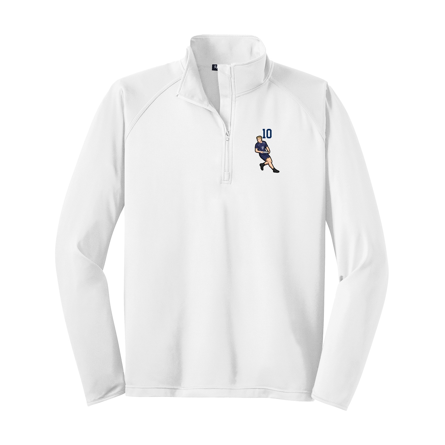 Q-Zip Pullover — Number Top in White