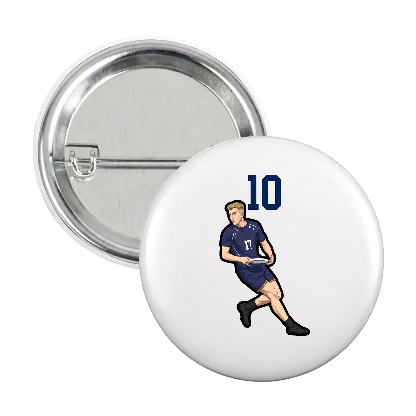 Game Day Button — Number Top in White