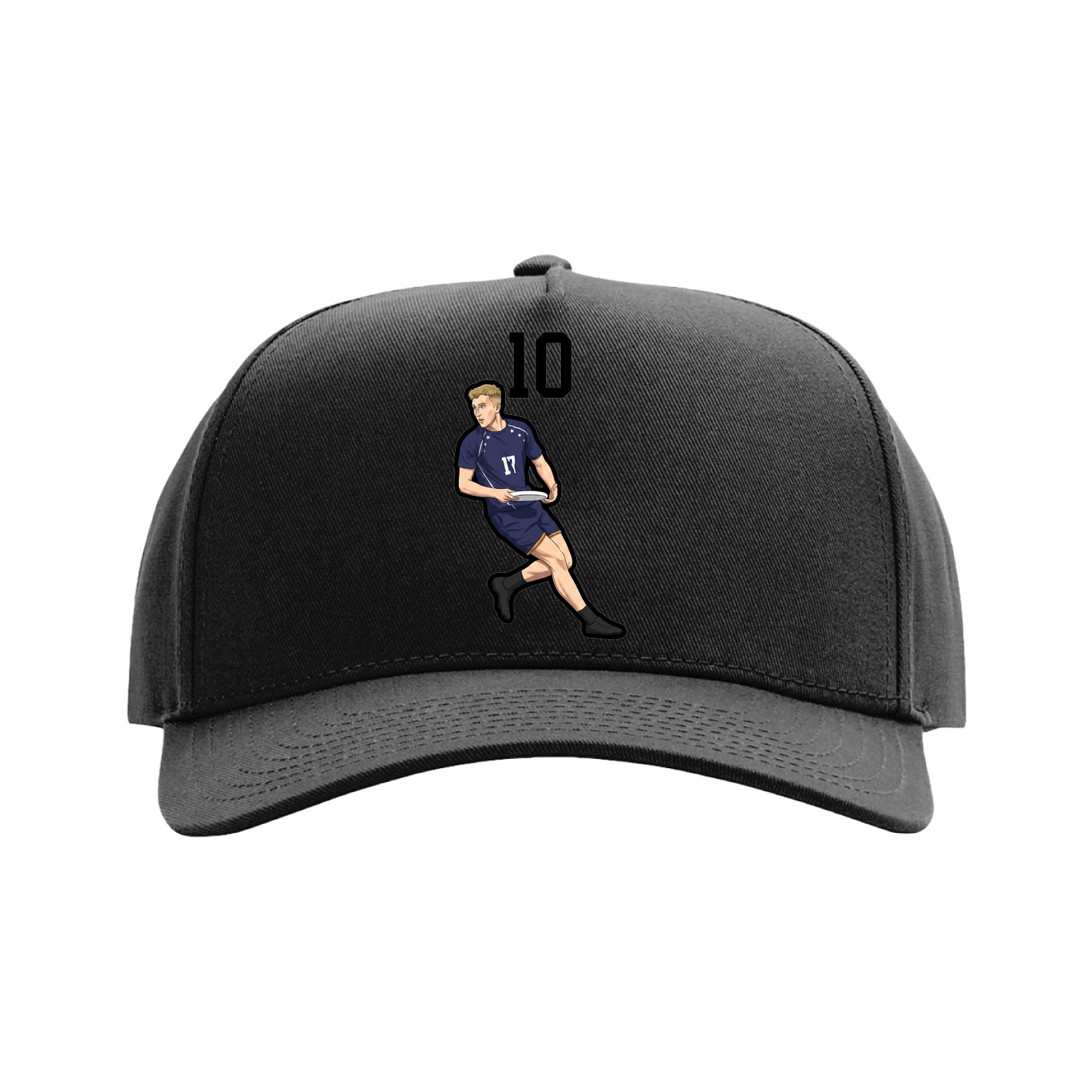 Full Fabric Five-Panel Champ Cap — Number Top in Black