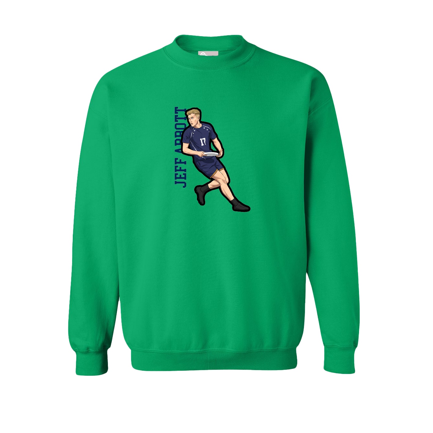 Fleece Crew — Name Vertical in Green