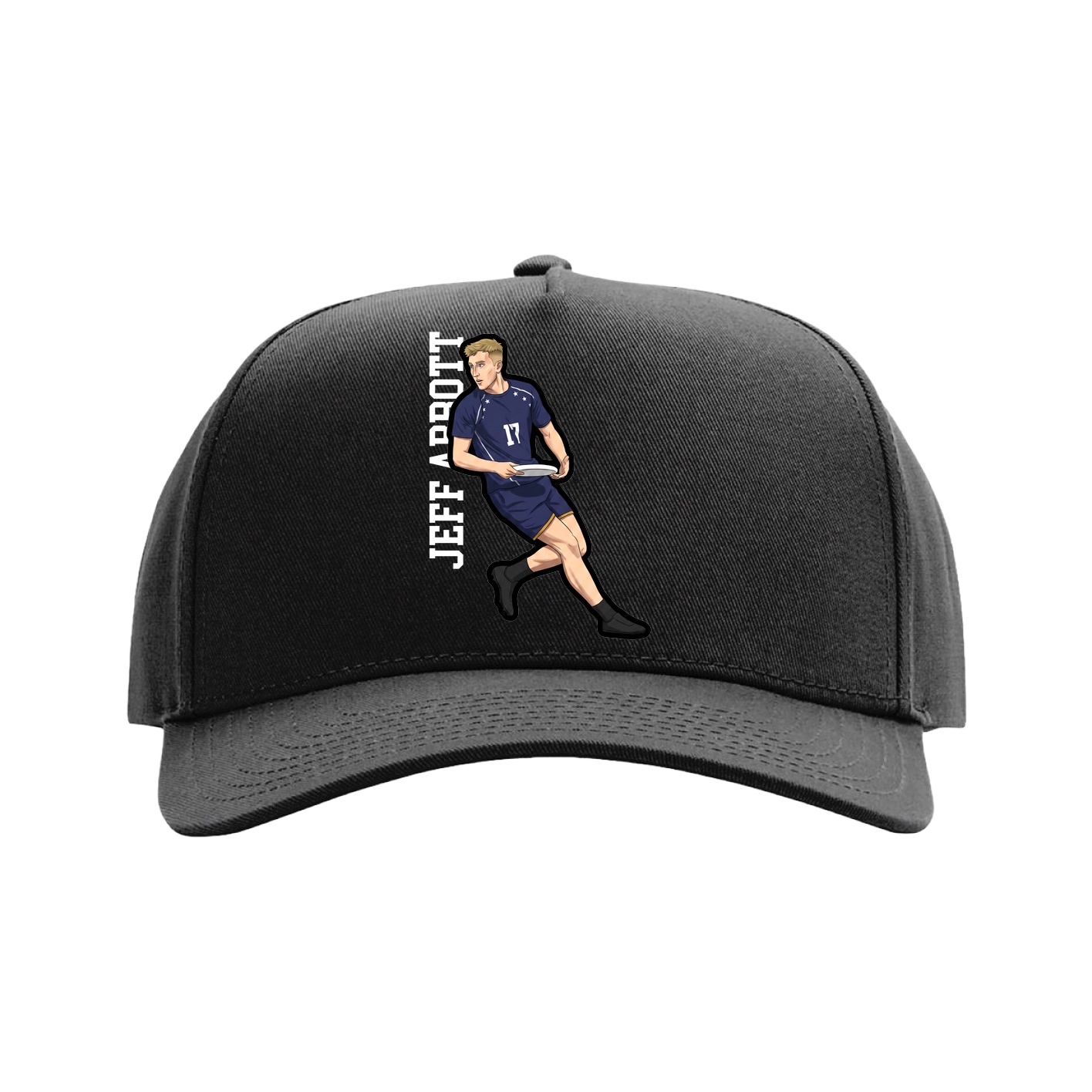 Full Fabric Five-Panel Champ Cap — Name Vertical in Black